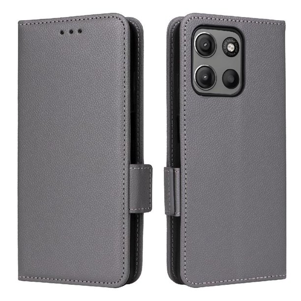 Funda Cartera para Motorola MOTO G15 4G Tapa Flip con Ranuras y Soporte Gris