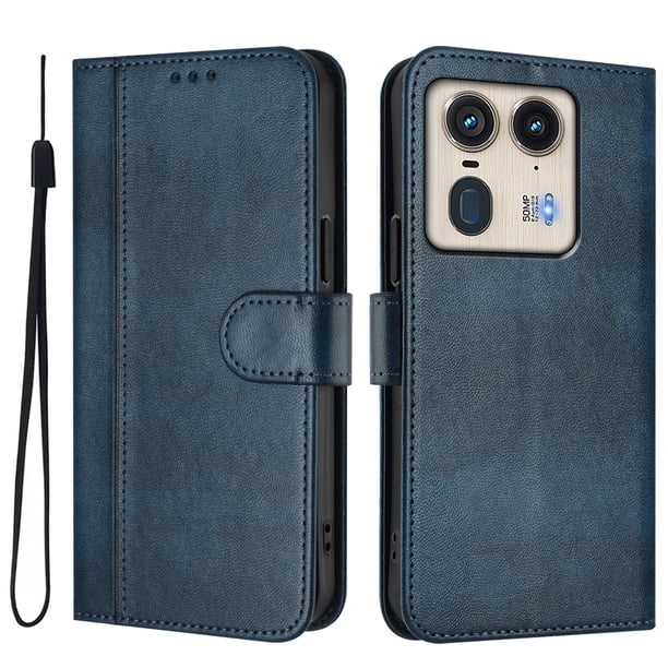 Funda Cartera para Motorola Moto Edge 50 Ultra 5G Protección 360° con Ranuras para Tarjetas y Soporte Azul