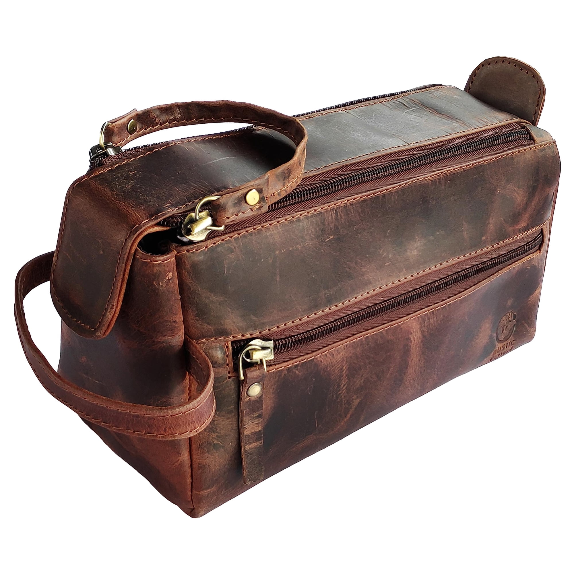 Neceser Rustic Town De Piel Para Hombre, Color Marrón Nogal