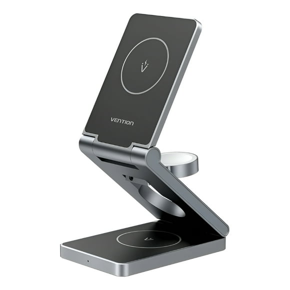 Cargador Inalámbrico Vention 3 En 1 De 15 W Con Magsafe Gris