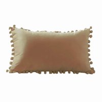 Genérico - Pack De 2 Fundas De Cojín Terciopelo Con Pompones 30X50 Cm Marrón