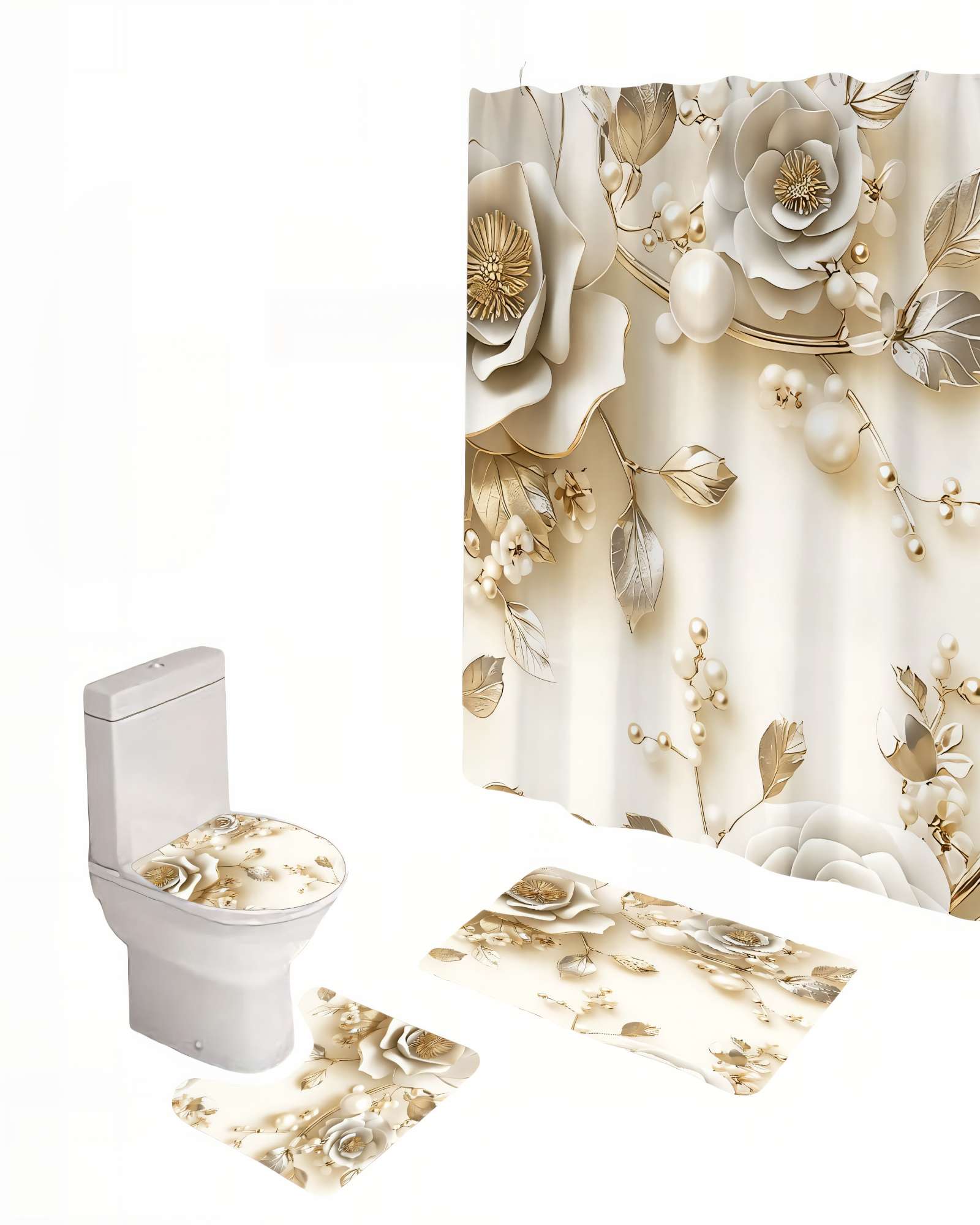 Genérico - Set De 4 Piezas Para Baño Con Estampado 5