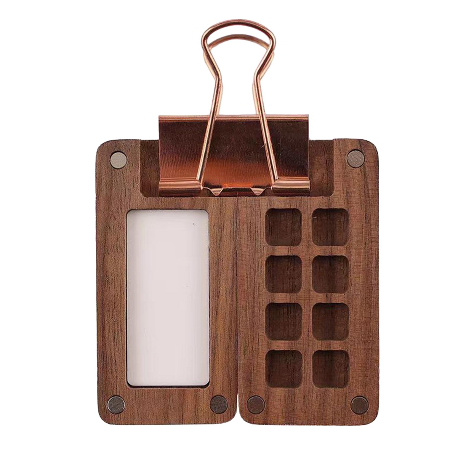 Magideal - Bandeja Para Paletas De Pintura, Paleta De Acuarela, Contenedor De Pintura Vacío, 8 Rejillas, Madera Para Pintar Con Clip