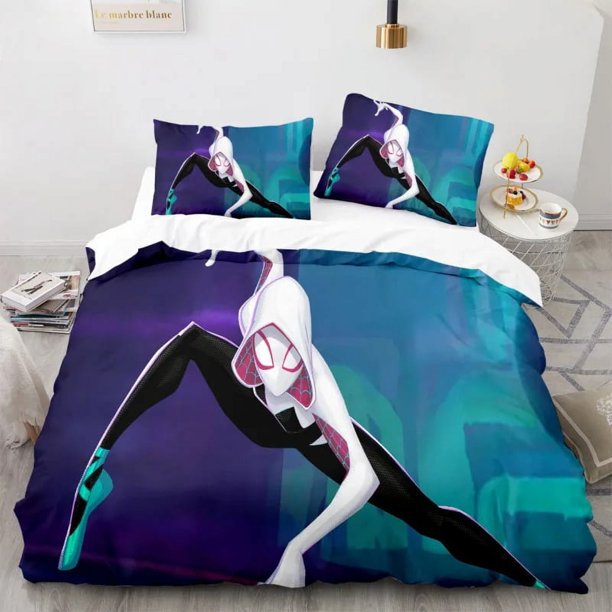 x828 Bed SheetsPolyester Digital Printing Products, Spider-Man Comforter Set, Anime Costume, Soft Home Textile, Size 3-Piece Bedding Set (1 Duvet Cover + 2 Pillow Shams) nj828