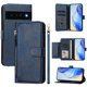 thumbnail image 4 of Funda tipo cartera para Google Pixel 6 Pro con bolsillo con cremallera, tarjetero, soporte, correa para la muñeca y tapa de cuero azul, 4 of 5