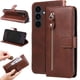 thumbnail image 5 of Funda tipo cartera para Samsung Galaxy S25 FE con bolsillo con cremallera y ranuras para tarjetas – Función de soporte Marrón, 5 of 5