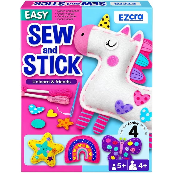 Kit de Costura Infantil EZCRA Unicornio, 4 Proyectos