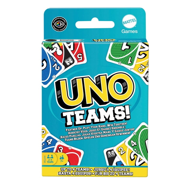 Juego De Cartas UNO Teams Juego Equipos Estrategia Cooperativa 7 años+