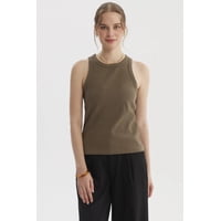 Fashionspark - Polera Peto Mujer Básico Liso Rib Verde Olivo