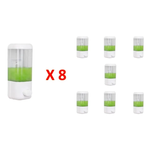 Genérico - Pack 8 Dispensador Jabón Líquido Gel Shampoo 500Ml Blanco