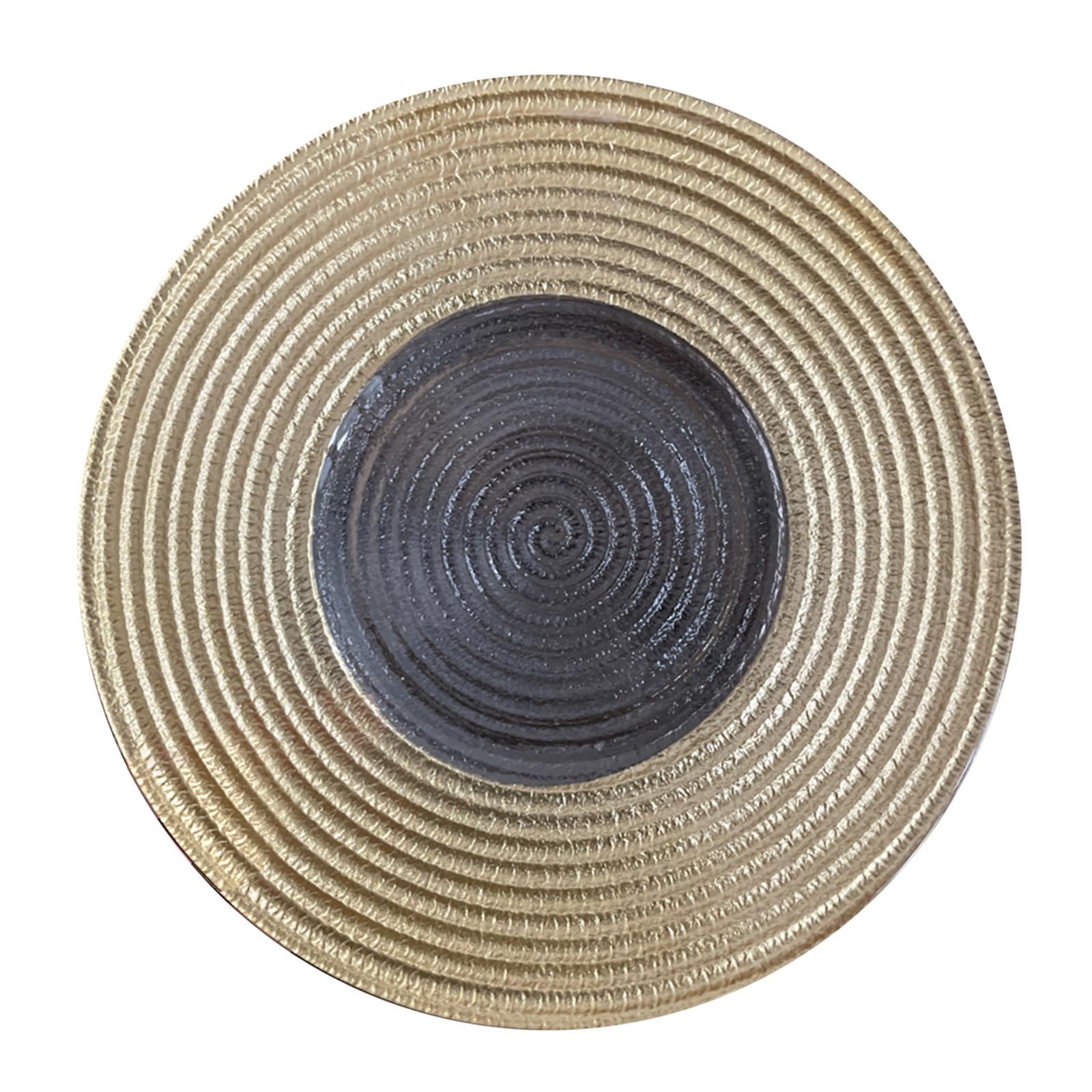 Magideal - Plato De Cena Con Patrones De Rayas, Plato Para Servir, Cena De Vidrio Resistente A Los Arañazos Para Pastel, Aperitivo, Suministros De Cocina Para Se Oro