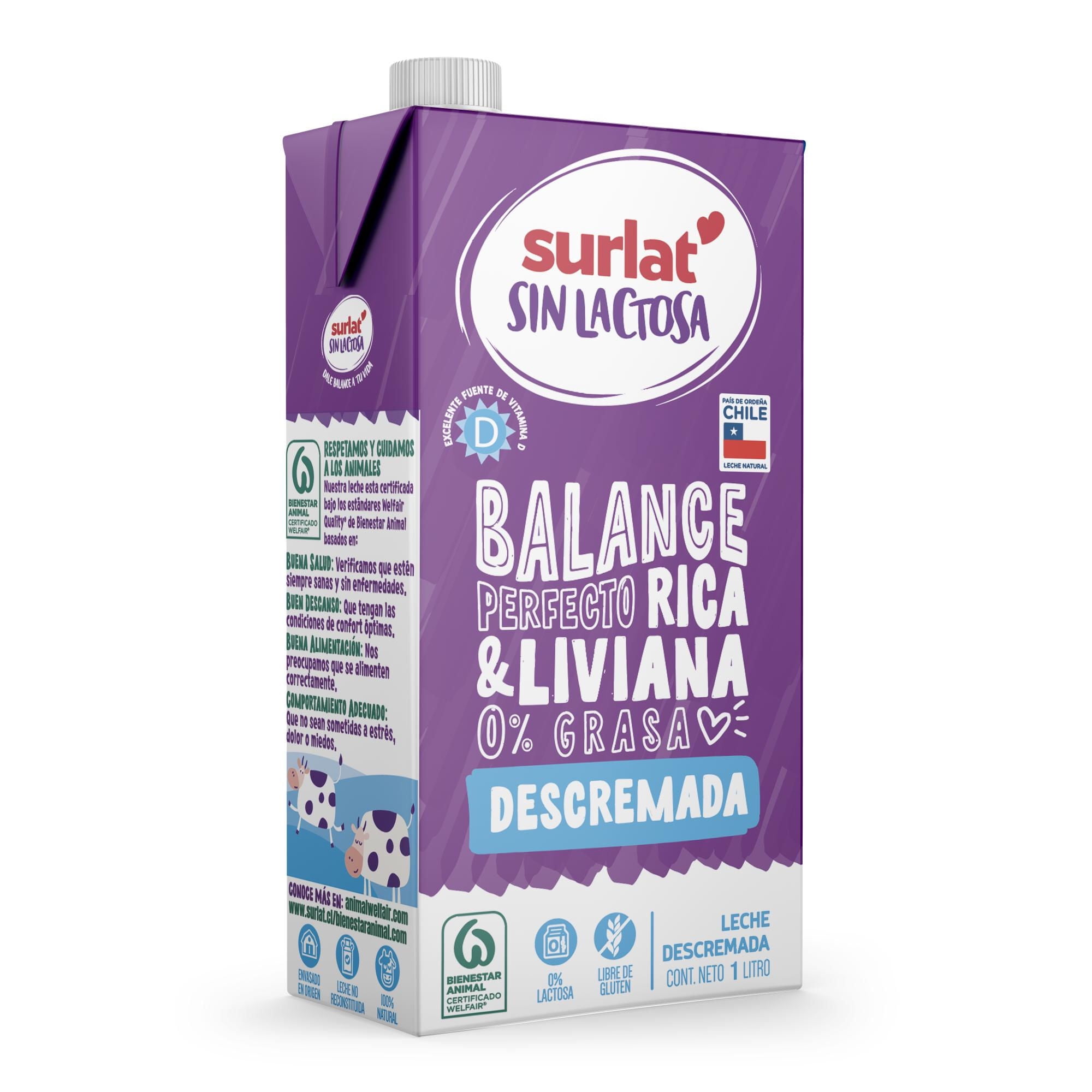 Leche Descremada Sin Lactosa Caja 1 L Surlat