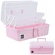 thumbnail image 1 of Caja de almacenamiento Creahaus 33 cm, 3 capas, rosa, con asa, 1 of 5