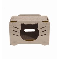 Genérico - Casa Refugio Rascador Madera Y Cartón Corrugado Gato Café