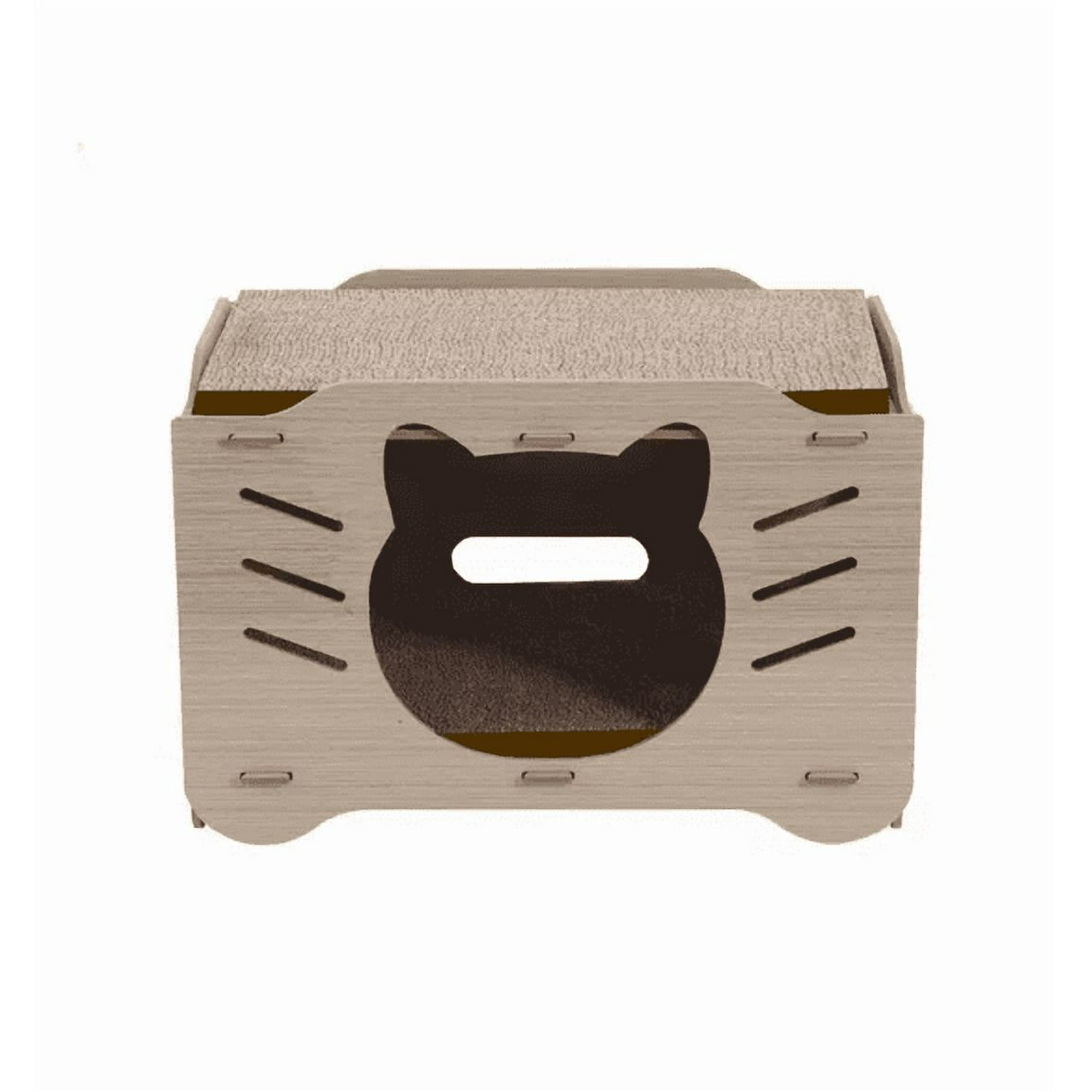 Genérico - Casa Refugio Rascador Madera Y Cartón Corrugado Gato Café