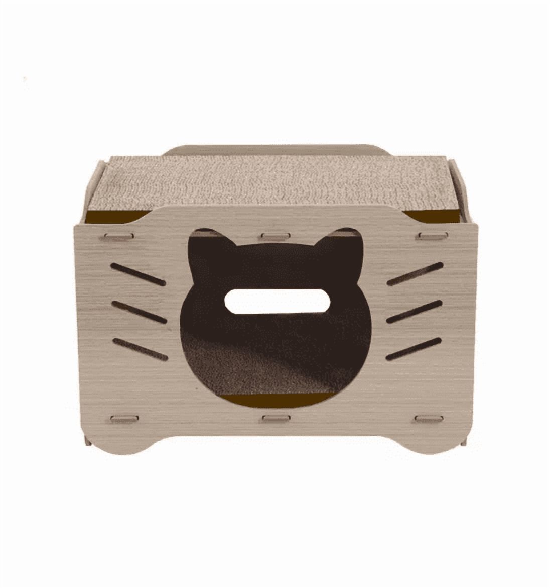 Genérico - Casa Refugio Rascador Madera Y Cartón Corrugado Gato Café