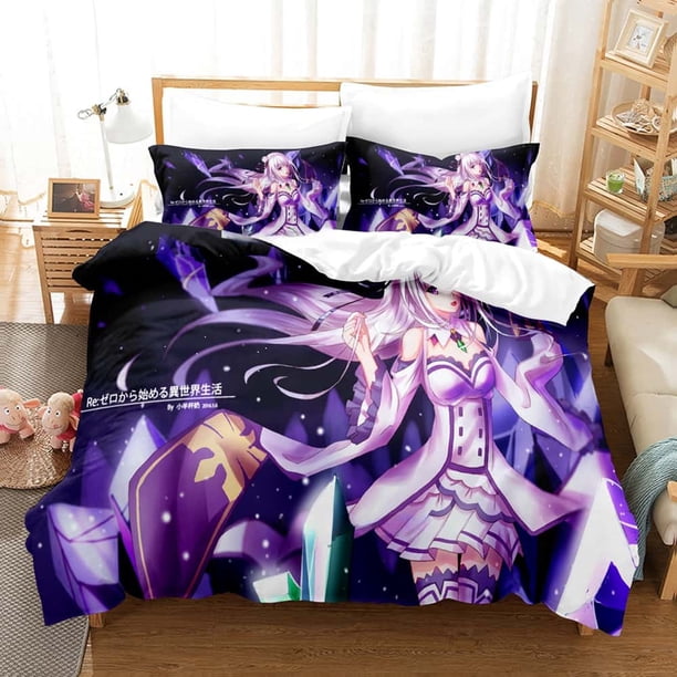 Anime ReZERO -Starting Life in Another World Bedding Set Single Twin Full Size Bed Set Adult Bedroom Duvet cover Sets Bed Sheets