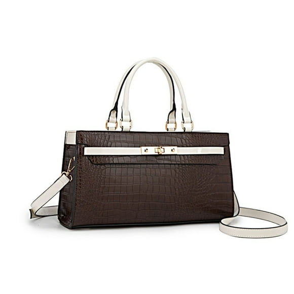 Bolso Satchel - Colby, MKF Collection, Bolso de Mano de Cuero Vegano con Asa Superior y Correa Desmontable - Café