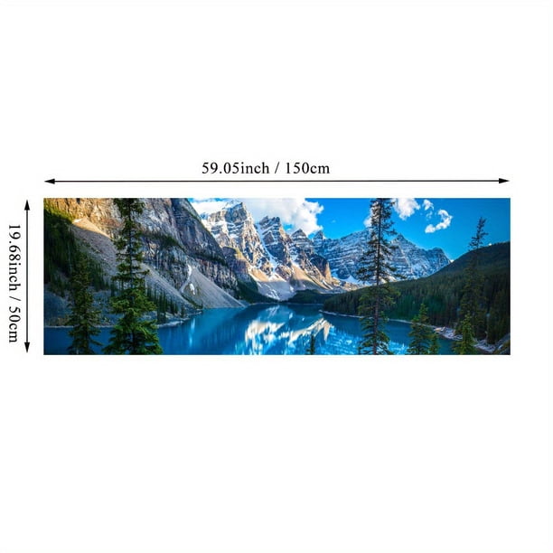 1pc Canvas Painting, Lake Forest Mountain Scenery Painting, Wall Art Decor, For Living Room, Bedroom, No Frame, 19.68*59.05inch