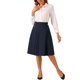 thumbnail image 2 of INSPIRE CHIC Falda Midi Acampanada Vintage de Mujer con Cintura Alta Elástica y Botones Decorativos XS Azul Oscuro, 2 of 6