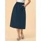 thumbnail image 5 of INSPIRE CHIC Falda de Algodón para Mujer Cintura Elástica Casual Campesina A-Line Midi con Bolsillos Azul Oscuro XL, 5 of 8