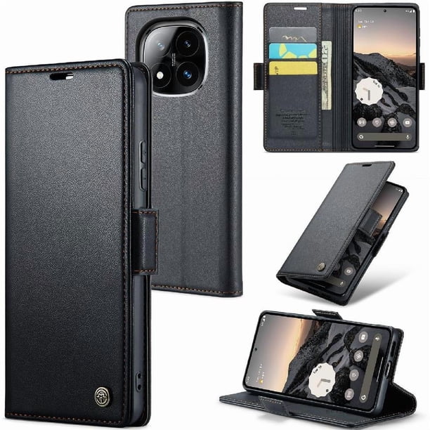 CaseMe tipo cartera Xiaomi Redmi Note 14 Pro 4G con cierre magnético, RFID, tarjetero, soporte, carga inalámbrica