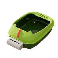 Ioensy - Bandeja De Arena Para Mascotas, Orinal, Jaula De Inodoro, Caja De Arena Para Gatos Con Tapa Abierta Para Hámsteres, Gatitos, Base Verde, 50X35X20Cm