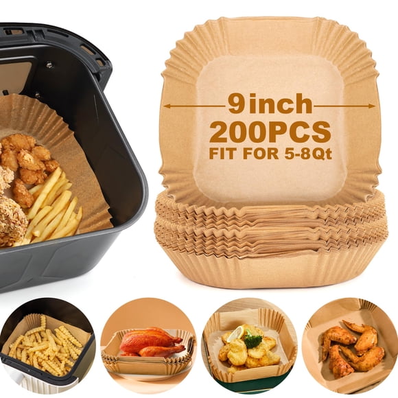 Forros de papel desechables Air Fryer, 200 unidades, 23 cm cuadrados