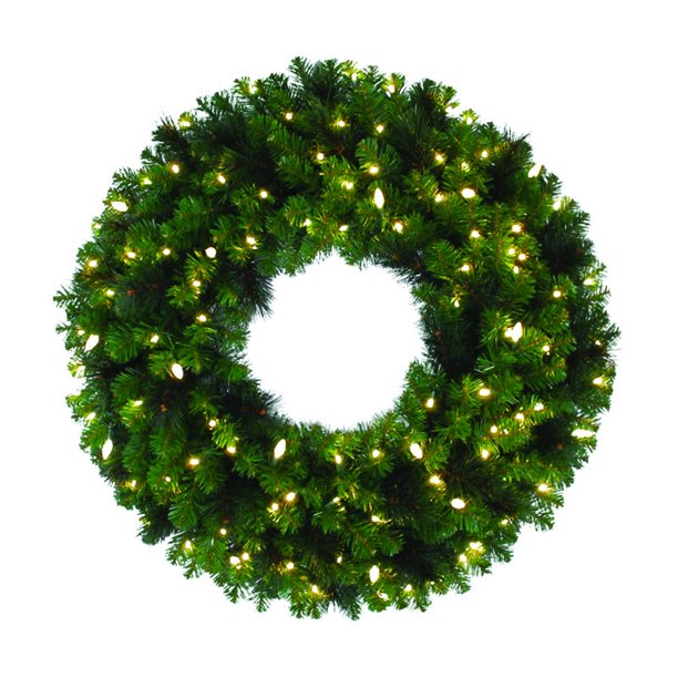Corona navideña para celebrar la Navidad, madera de pino mixto, 36 cm, con 100 LED