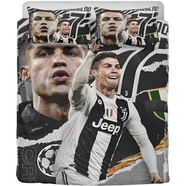 Soccer CR7 Duvet Cover Ronaldo Microfiber Bedding Set 3PC Kids Comforter Cover Set