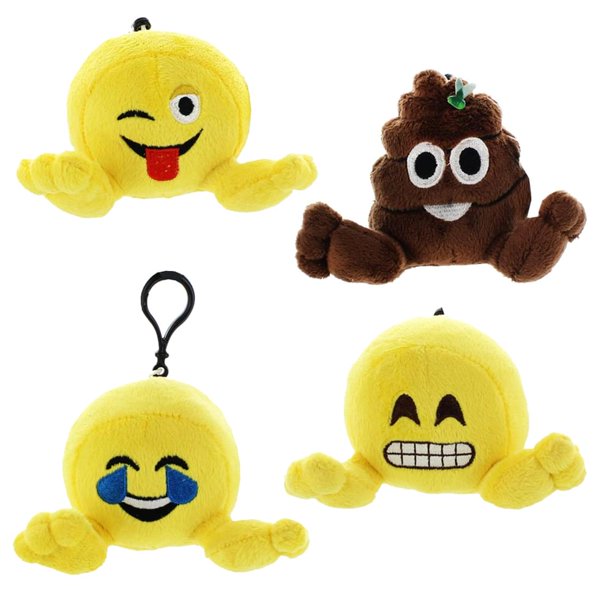 Set de 4 emojis Plushi Palz Toynk: sonrisa, montón de popó, lágrimas de alegría y lengua