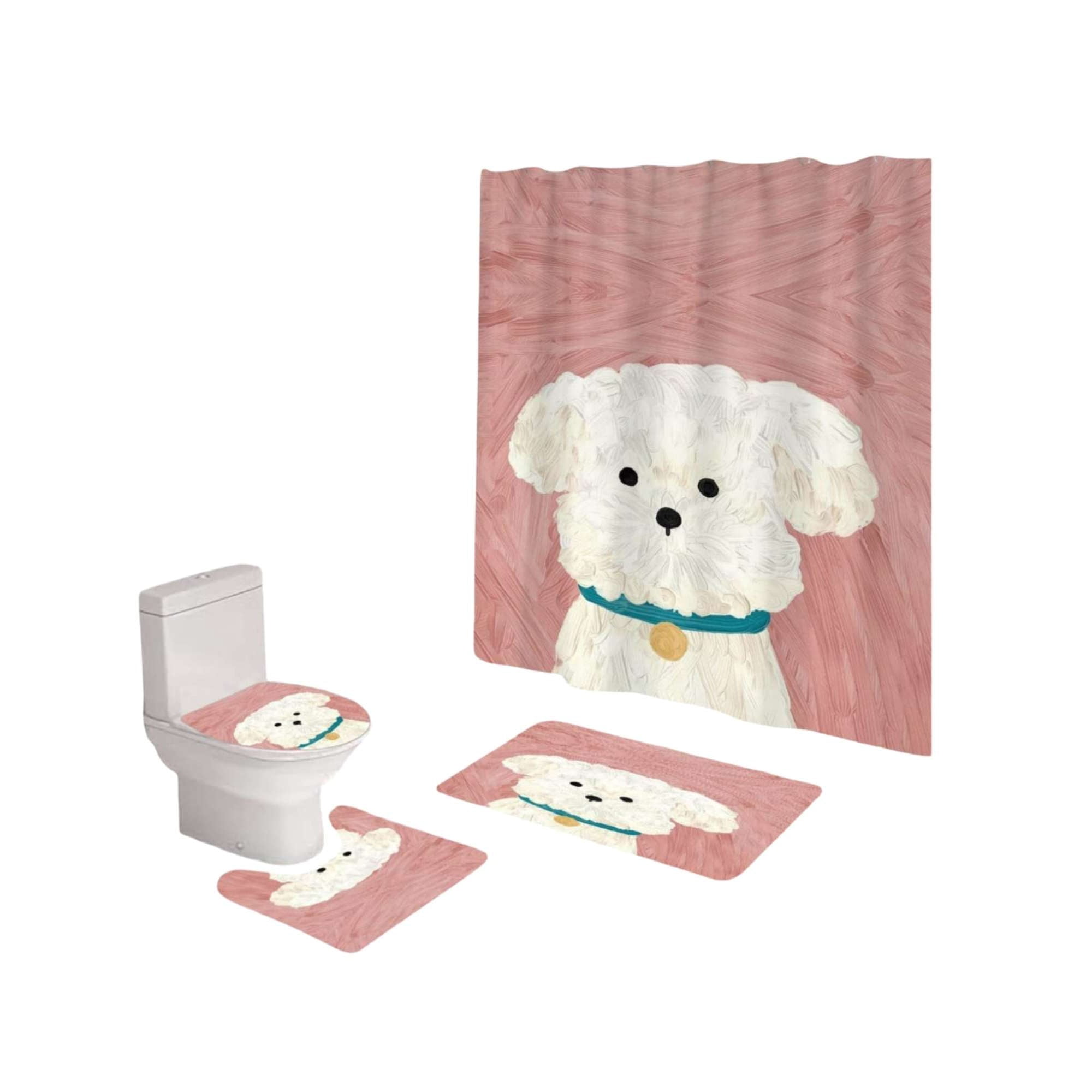 Mylhogar - Set De Baño 5 Piezas Cortina Mas Alfombras Mas Forro De Ducha