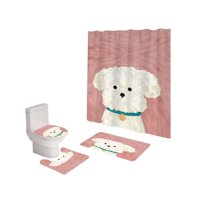 Mylhogar - Set De Baño 5 Piezas Cortina Mas Alfombras Mas Forro De Ducha