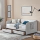 thumbnail image 2 of Twin Size Upholstery Daybed with Trundle Bed and Two Storage Drawers , Flat Arms with Pocket, Extendable Daybed for Bedroom Living Room,Linen Beige, 2 of 3