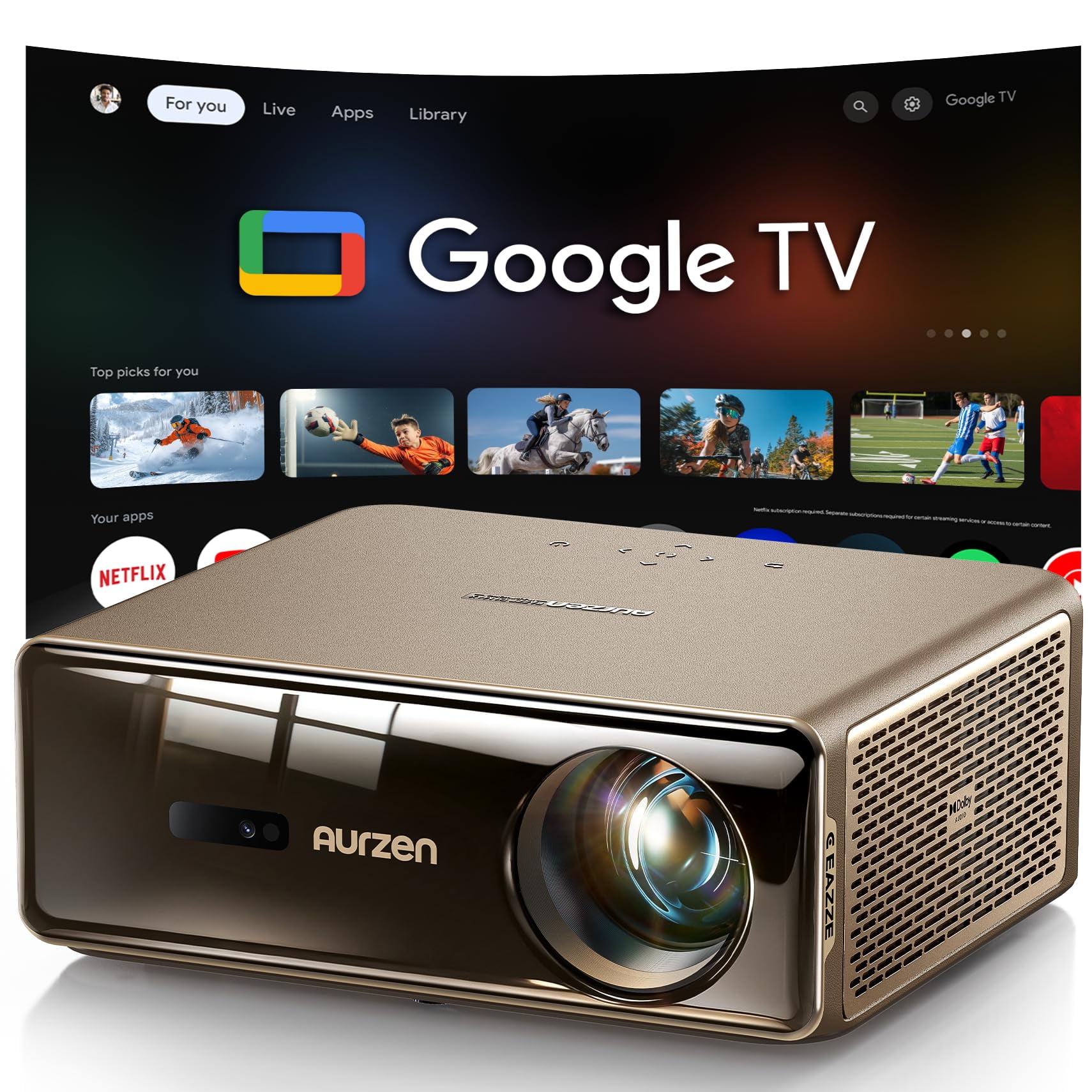 Proyector Inteligente Aurzen Eazze D1 Max 4k 1000 Lm Con Wifi Y Bt