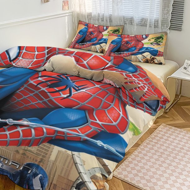 Spiderman Crawl 3 Piece Bed Set - Includes Reversible Comforter & Sheet Set Bedding - Fade Resistant Microfiber Twin