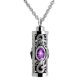 thumbnail image 1 of Collar relicario cenizas o recuerdos cilindrico vintage cristal fucsia, 1 of 3