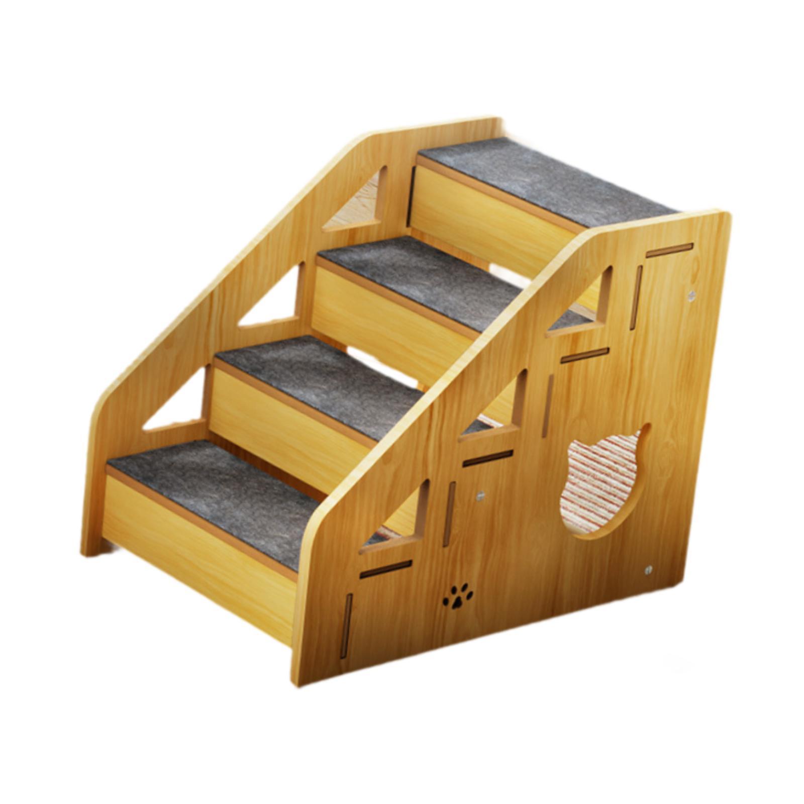 Magideal - Escaleras De Madera Para Mascotas, Escalador De Sofá Para Perros Mayores, Accesorios De Rampa Para Perros De 4 Escalones, Escalera De Madera Para Perr