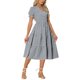 thumbnail image 2 of INSPIRE CHIC Vestido Midi de Cuadros para Mujer con Cuello en V, Manga Corta, Vestido de Verano con Volantes y Detalle de Botones Negro XL, 2 of 6