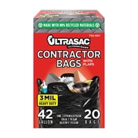 Bolsas Contractor Ultrasac De 42 Galones (Paquete De 20) Con Solapas