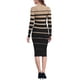 thumbnail image 3 of Vestido Suéter a Rayas de Manga Larga para Mujer INSPIRE CHIC Cuello Redondo Elástico Ajuste Ceñido Tejido de Punto Casual Otoño Largo L Caqui, 3 of 6