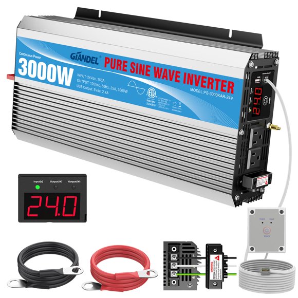 Inversor de Potencia Giandel 3000W 24V a 120V ETL UL