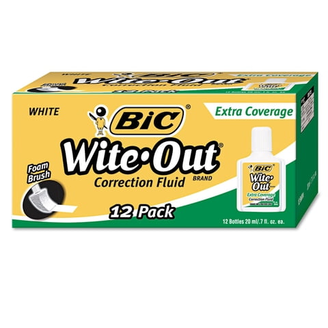 Líquido Corrector Bic Wie-Out, Botella De 20 Ml Con Cobertura Adicional, 12 Unidades