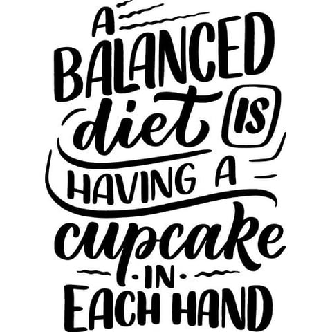 Rienda Libre Graphics - Frase Deco A Balanced Diet Is Having A Cupcake Fr‑11020