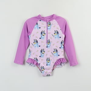 Traje De Baño Entero Niña Morado Full Print Bluey