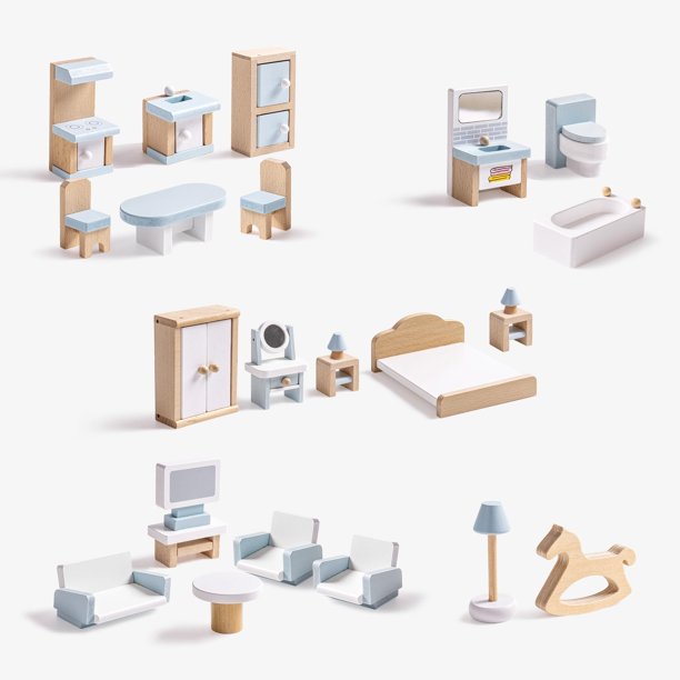 Juego de madera Robotime de Dollhouse Furniture, 23 unidades, para niños a partir de 3 años