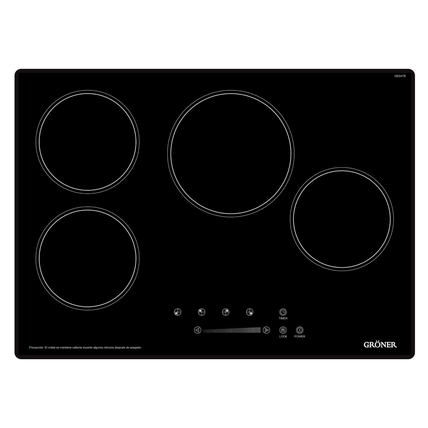 Groner - Encimera Vitrocerámica Touch Black 4q