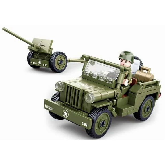 Auto Jeep Willy US ARMY 2da Guerra Mundial, compatible Lego