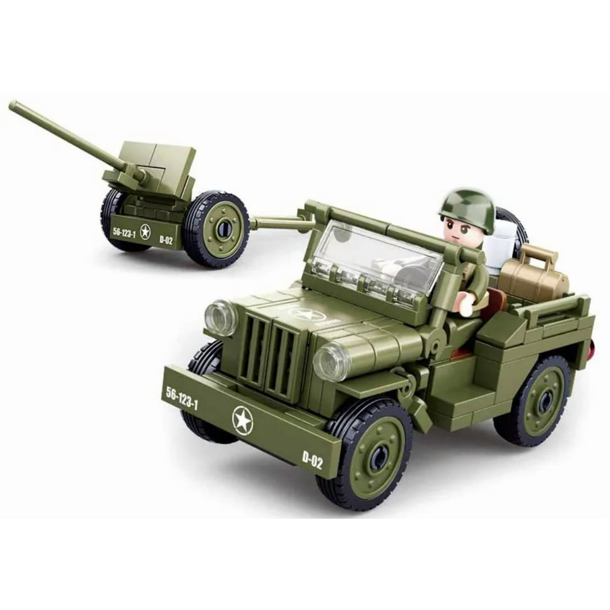 Sluban - Auto Jeep Willy Us Army 2da Guerra Mundial, Compatible Lego