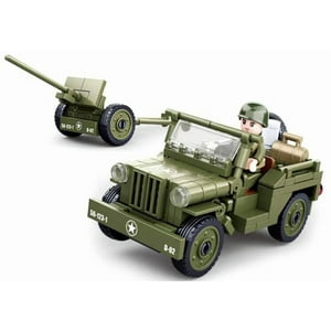 Sluban - Auto Jeep Willy Us Army 2Da Guerra Mundial, Compatible Lego